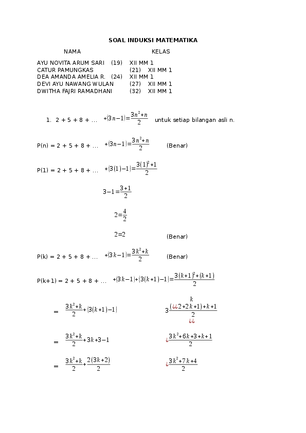 Detail Contoh Soal Induksi Matematika Kelas 11 Beserta Jawabannya Nomer 7