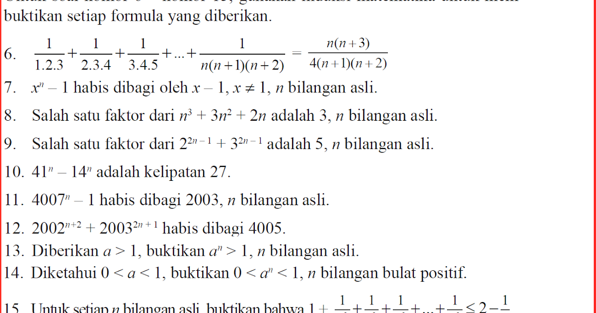 Detail Contoh Soal Induksi Matematika Sederhana Dan Pembahasannya Nomer 36