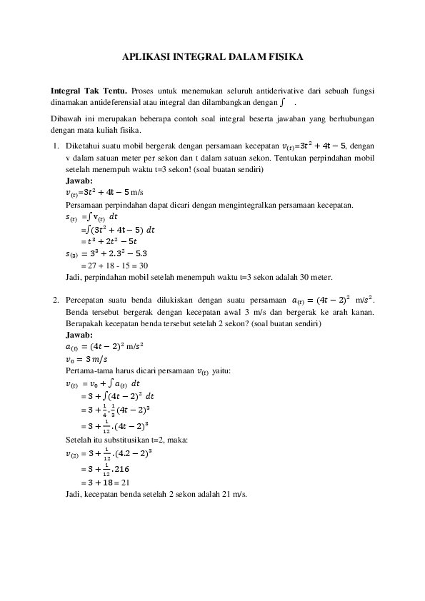 Detail Contoh Soal Integral Beserta Jawabannya Nomer 49