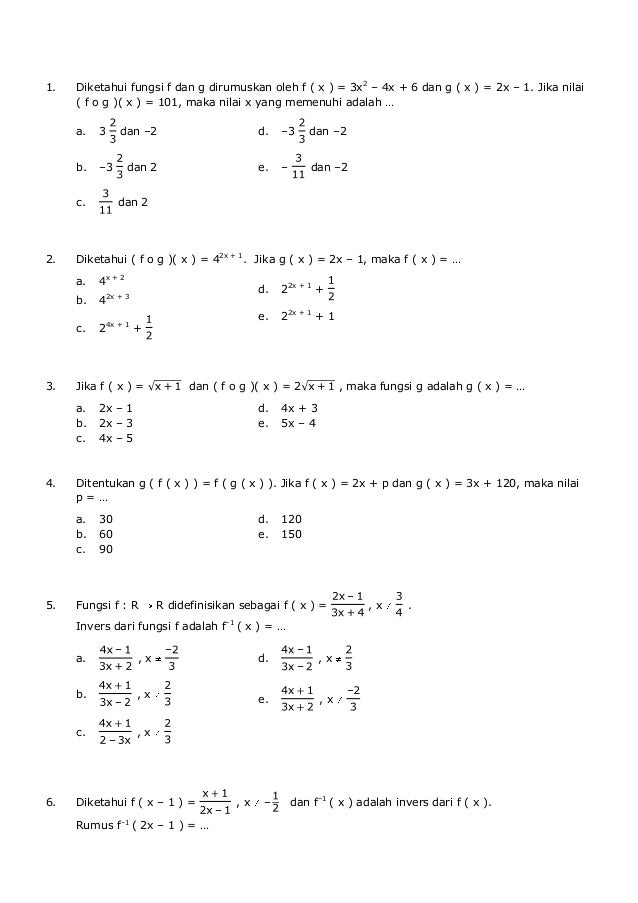 Detail Contoh Soal Invers Fungsi Nomer 5