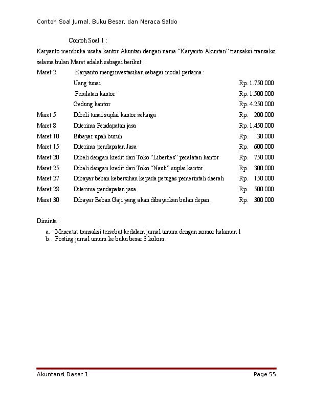 Detail Contoh Soal Jurnal Umum Buku Besar Neraca Saldo Perusahaan Jasa Nomer 8