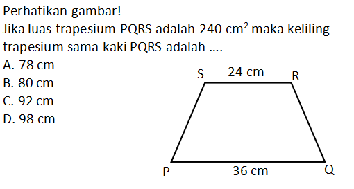 Detail Contoh Soal Keliling Trapesium Nomer 8