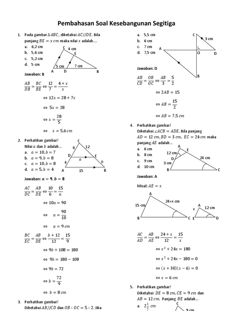 Download Contoh Soal Kesebangunan Dan Kekongruenan Beserta Jawabannya Nomer 1