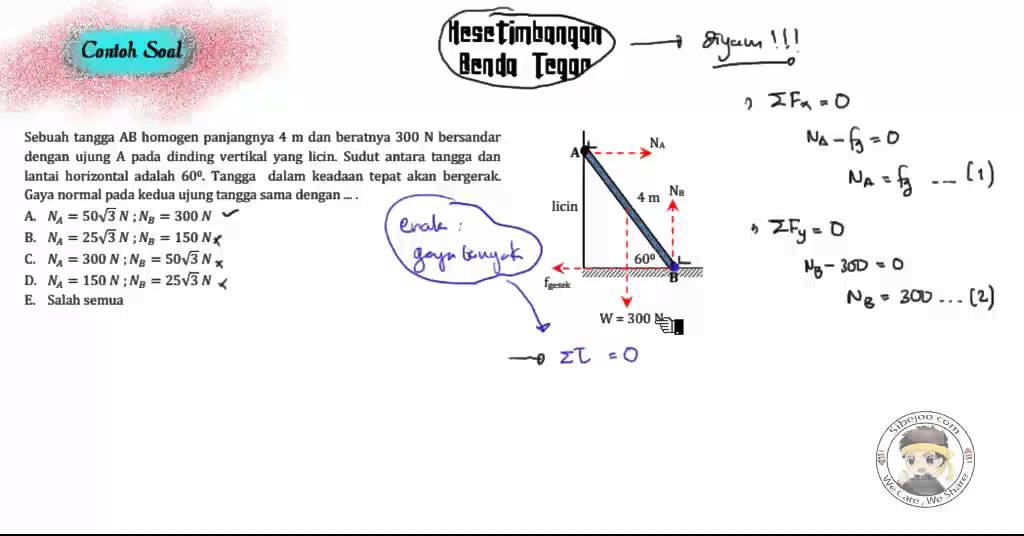 Detail Contoh Soal Keseimbangan Partikel Nomer 12