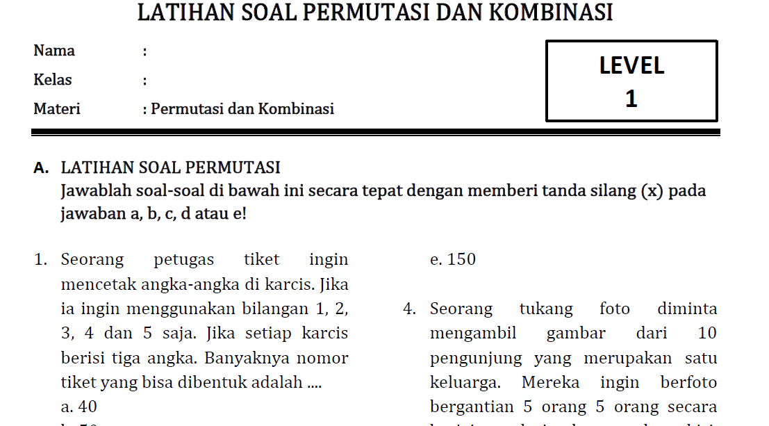 Detail Contoh Soal Kombinasi Dan Jawabannya Nomer 38