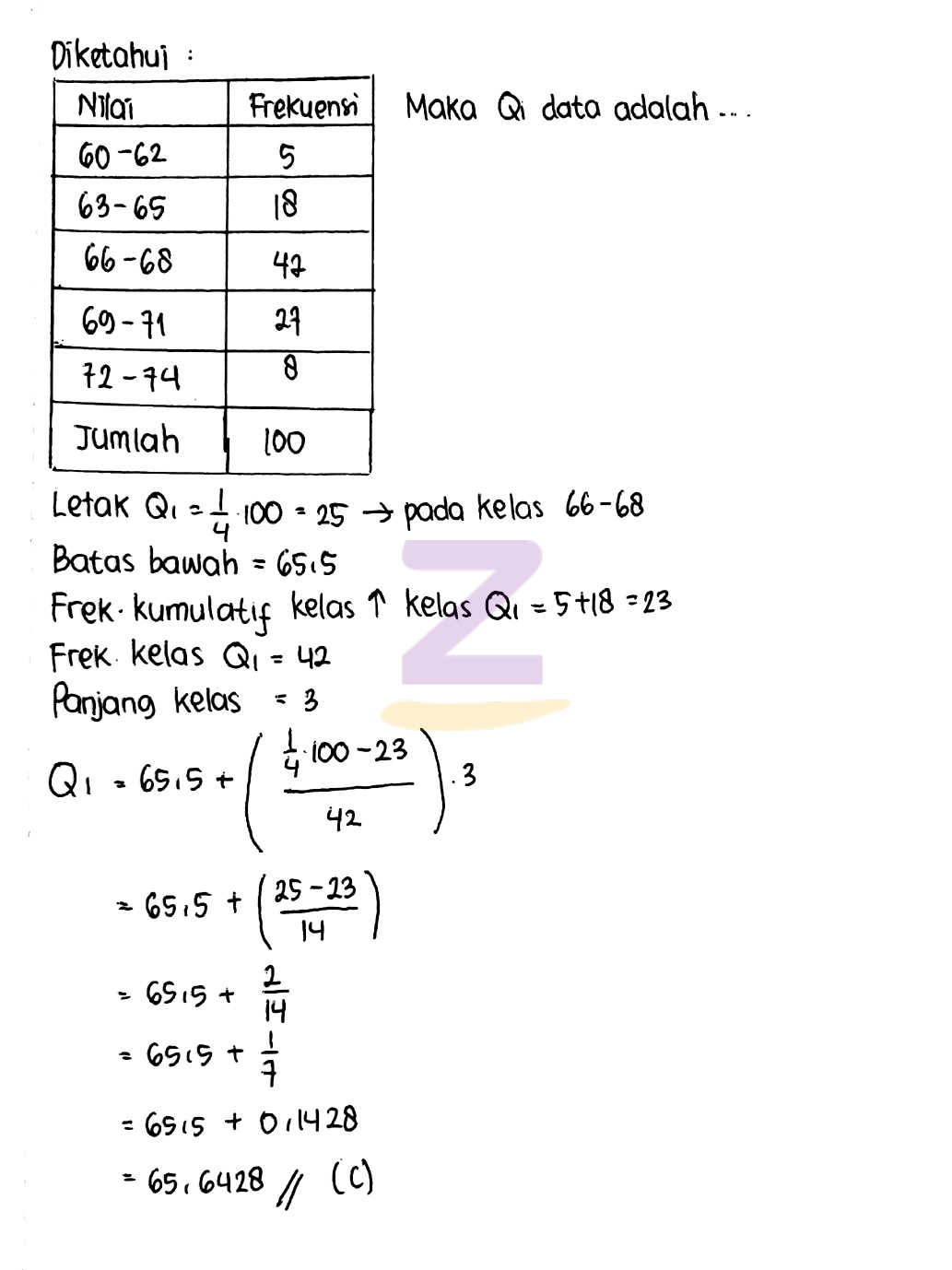 Detail Contoh Soal Kuartil Bawah Nomer 5