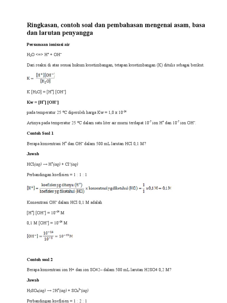 Detail Contoh Soal Larutan Asam Basa Beserta Jawabannya Nomer 49
