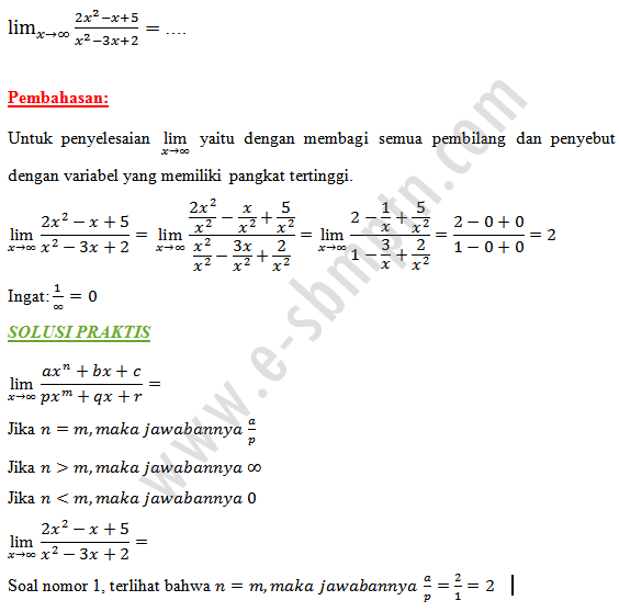 Detail Contoh Soal Limit Dan Pembahasannya Nomer 26