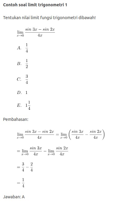 Detail Contoh Soal Limit Fungsi Nomer 46