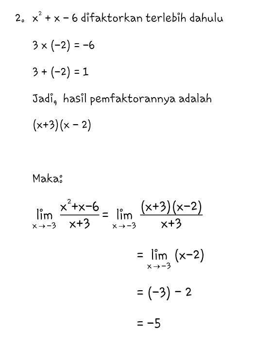 Detail Contoh Soal Limit Fungsi Pemfaktoran Nomer 13