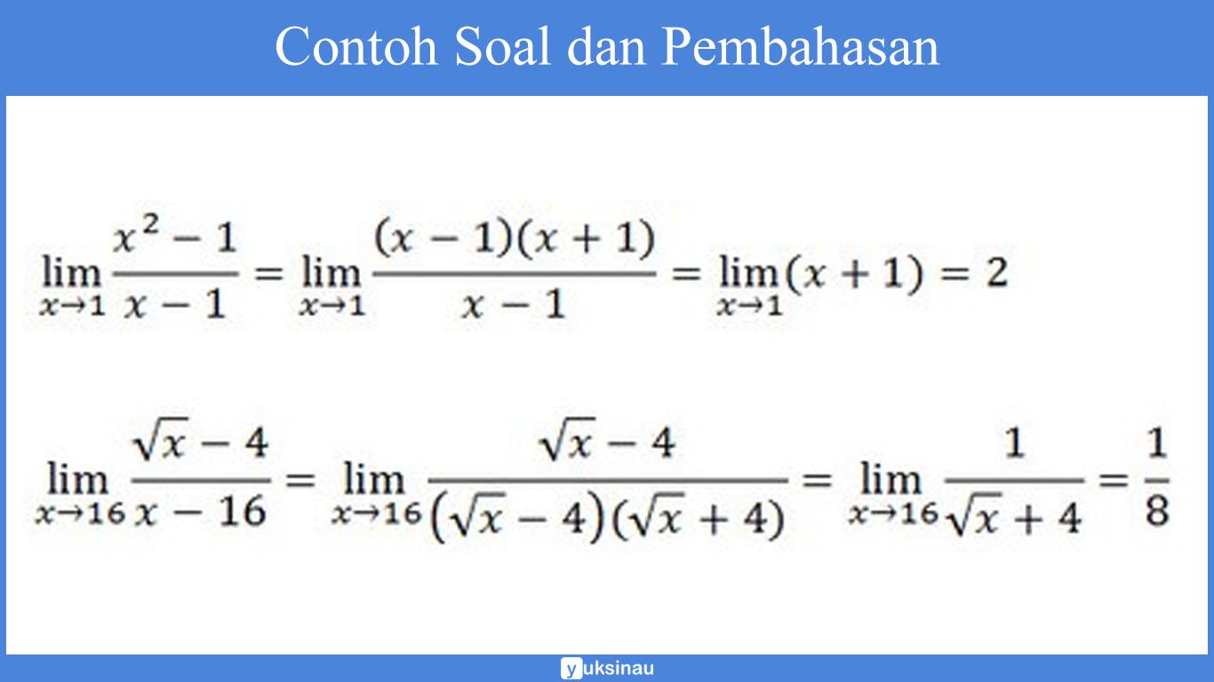Detail Contoh Soal Limit Fungsi Pemfaktoran Nomer 28