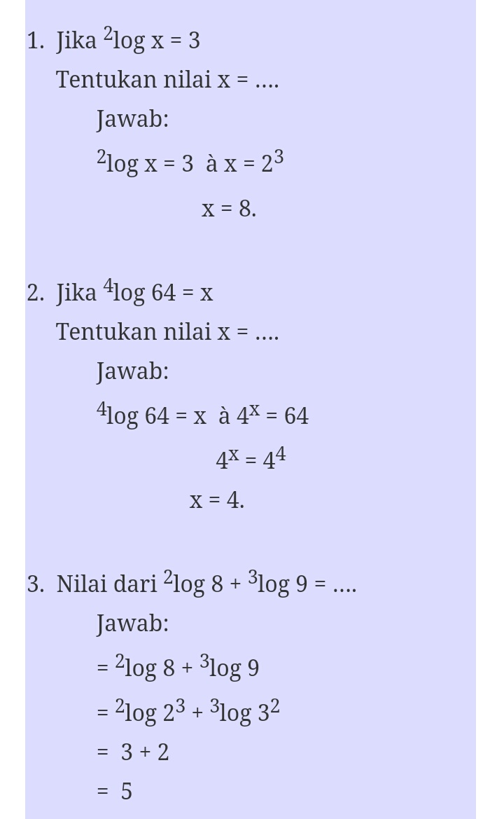 Detail Contoh Soal Logaritma Dan Jawabannya Nomer 3