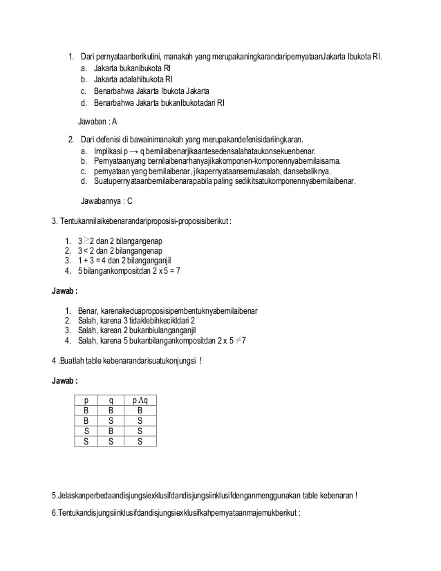 Detail Contoh Soal Logika Matematika Dan Jawabannya Kelas 11 Nomer 13