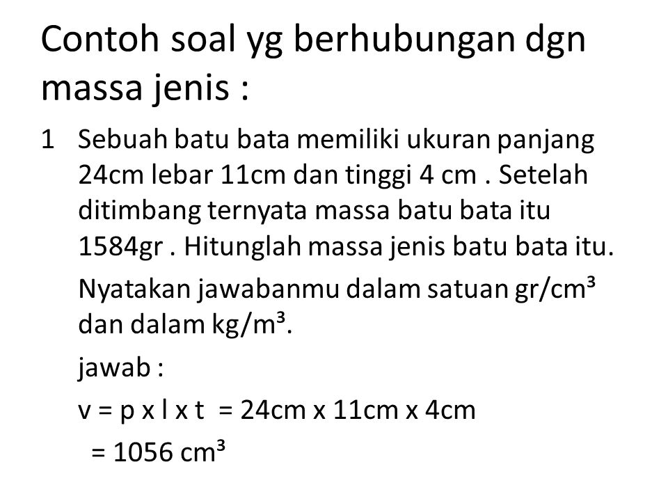 Detail Contoh Soal Massa Jenis Nomer 16