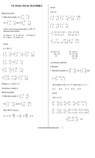 Detail Contoh Soal Matriks Dan Jawabannya Kelas 10 Nomer 9