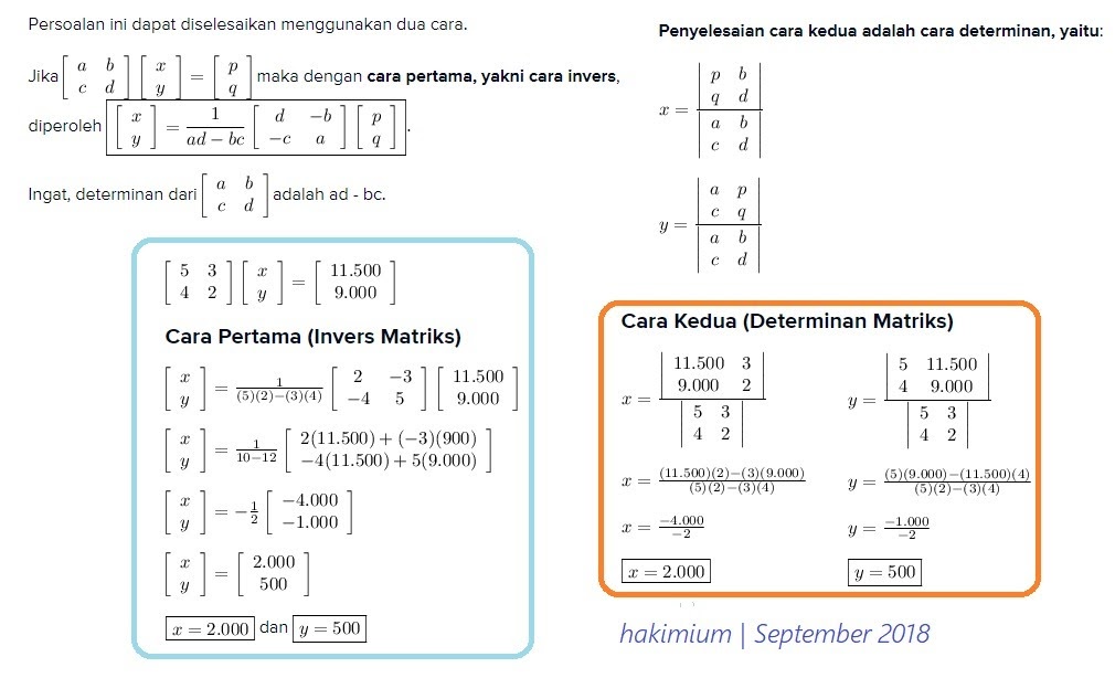 Detail Contoh Soal Matriks Dan Jawabannya Kelas 10 Nomer 27