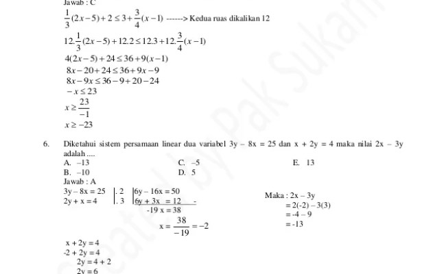 Detail Contoh Soal Matriks Dan Jawabannya Kelas 10 Nomer 44