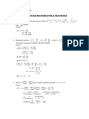 Detail Contoh Soal Matriks Dan Jawabannya Kelas 11 Nomer 23