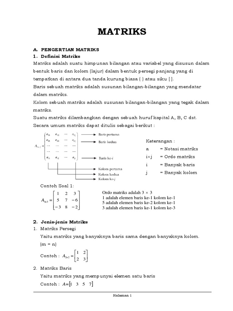 Detail Contoh Soal Matriks Persegi Nomer 47