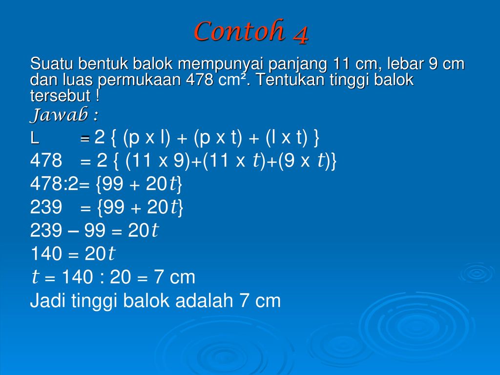 Detail Contoh Soal Mencari Tinggi Balok Nomer 37