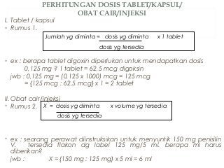 Detail Contoh Soal Menghitung Dosis Obat Nomer 3