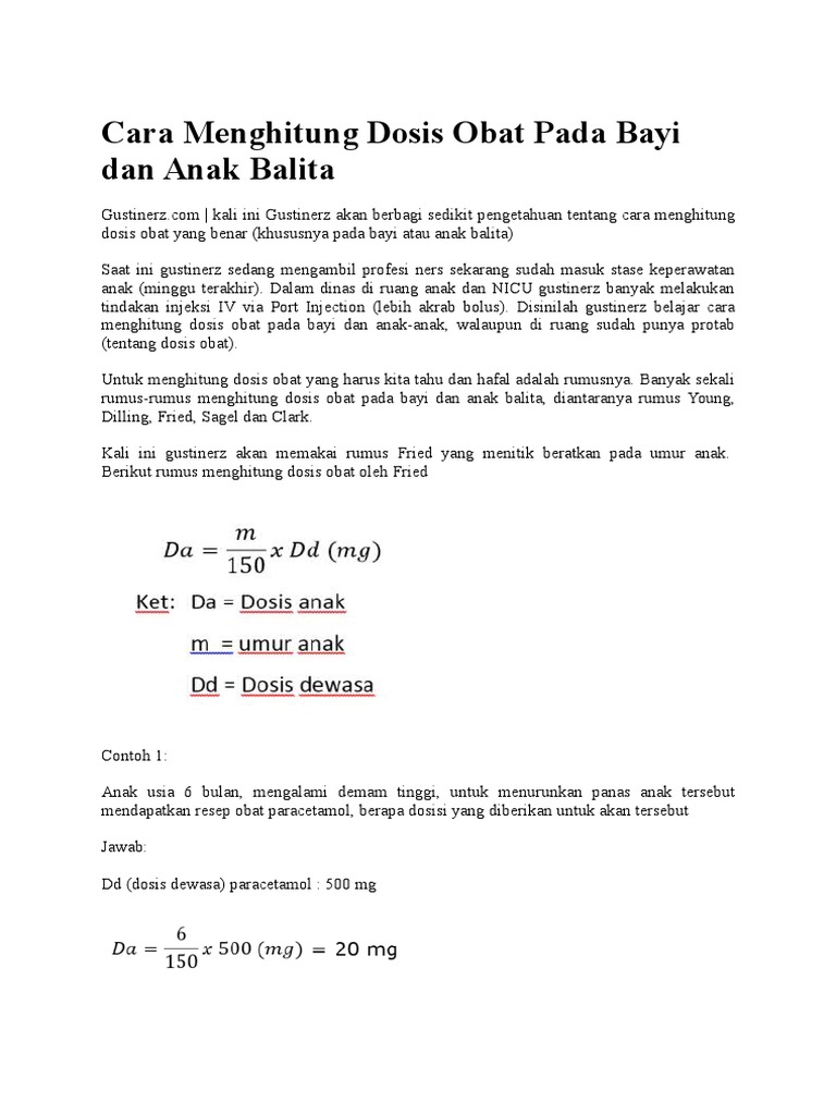 Detail Contoh Soal Menghitung Dosis Obat Nomer 5