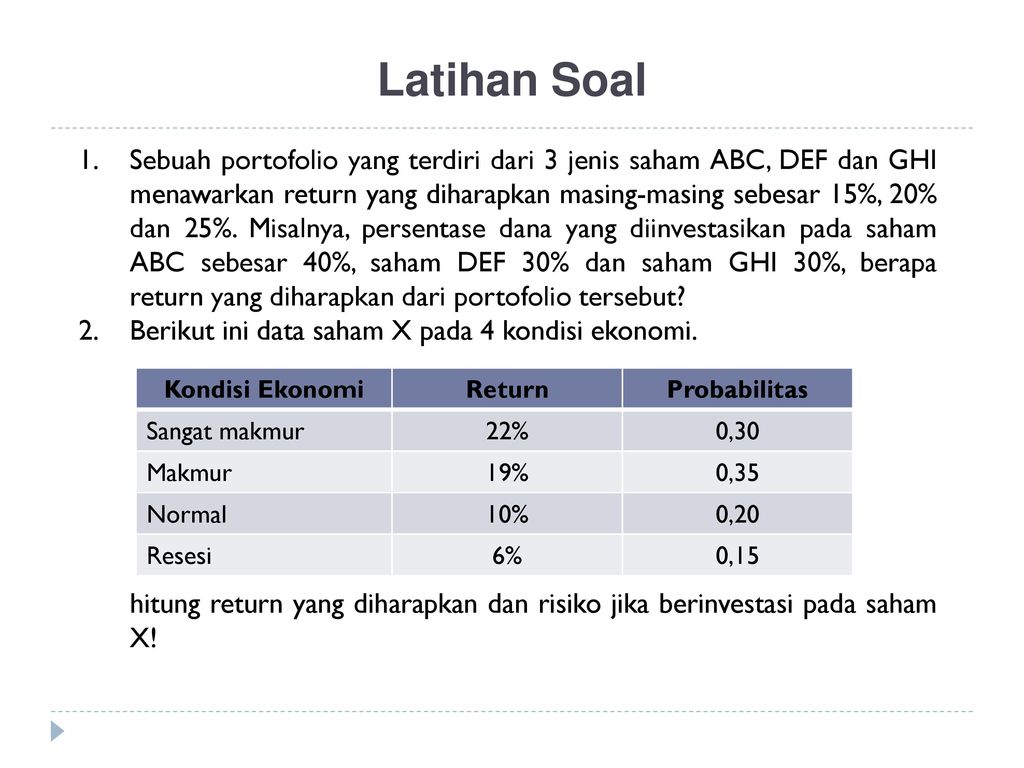 Detail Contoh Soal Menghitung Return Saham Nomer 15