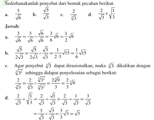 Download Contoh Soal Menyederhanakan Bentuk Akar Kurikulum 2013 Nomer 22