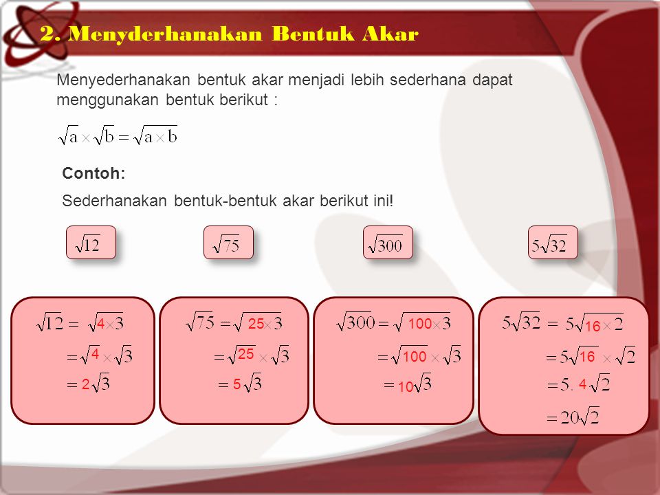 Detail Contoh Soal Menyederhanakan Bentuk Akar Kurikulum 2013 Nomer 31