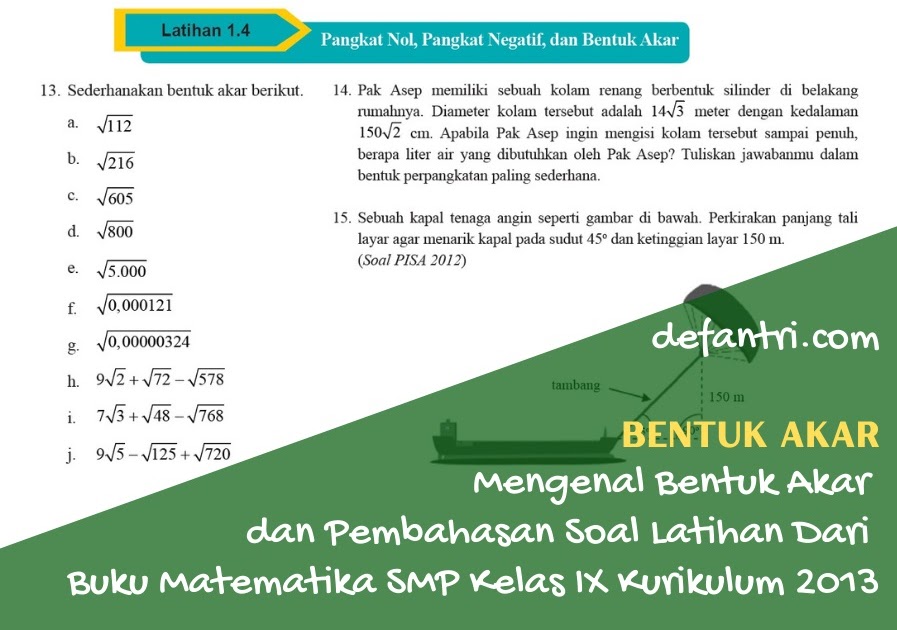 Detail Contoh Soal Menyederhanakan Bentuk Akar Kurikulum 2013 Nomer 8