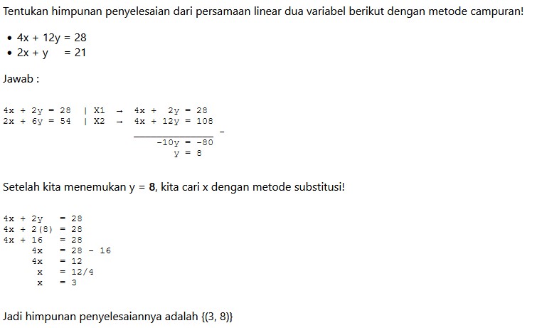 Detail Contoh Soal Metode Substitusi Nomer 15