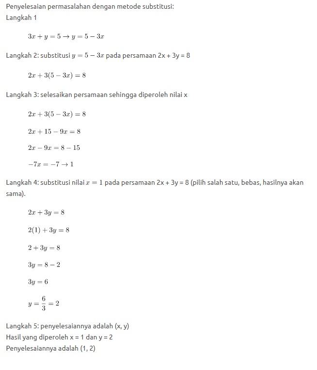 Detail Contoh Soal Metode Substitusi Nomer 21