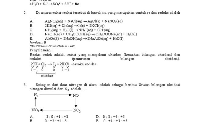 Detail Contoh Soal Oksidasi Dan Reduksi Beserta Jawabannya Nomer 32