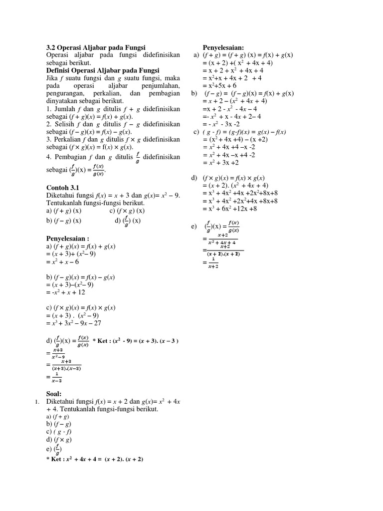 Detail Contoh Soal Operasi Aljabar Pada Fungsi Nomer 37