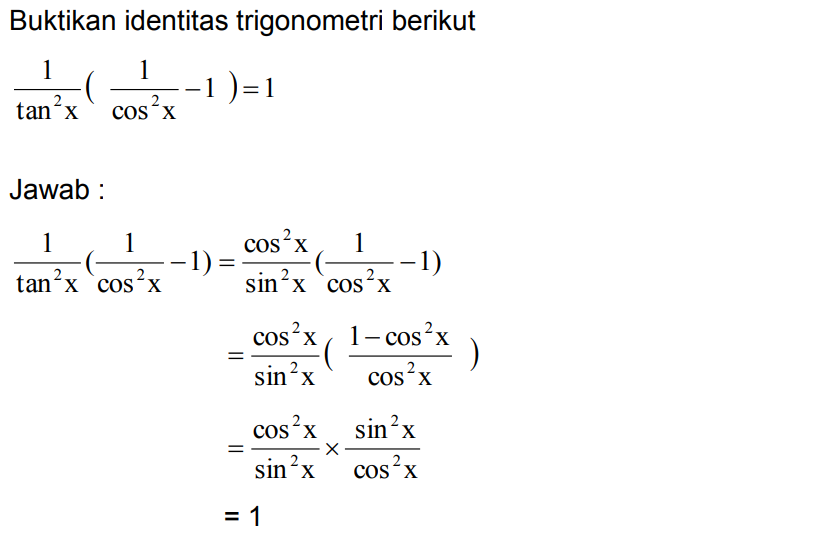 Detail Contoh Soal Pembuktian Identitas Trigonometri Nomer 7