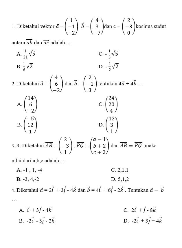 Detail Contoh Soal Penjumlahan Dan Pengurangan Vektor Nomer 7