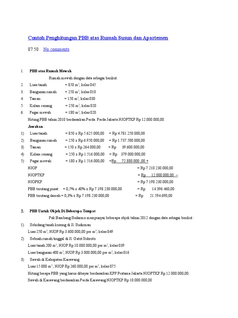 Detail Contoh Soal Perhitungan Pbb Nomer 4