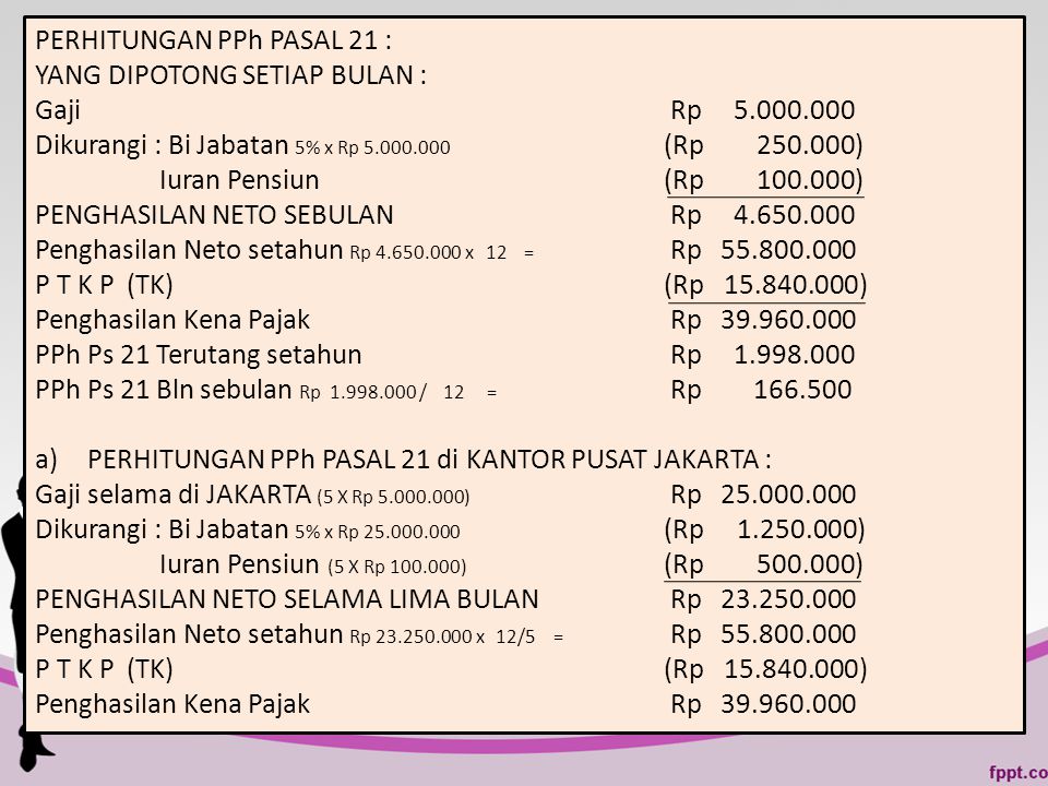 Detail Contoh Soal Perhitungan Pph 21 Nomer 46