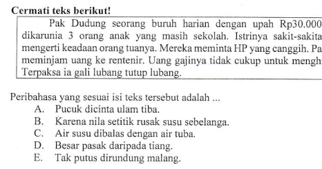 Detail Contoh Soal Peribahasa Nomer 9