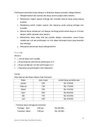 Detail Contoh Soal Perilaku Biaya Nomer 6