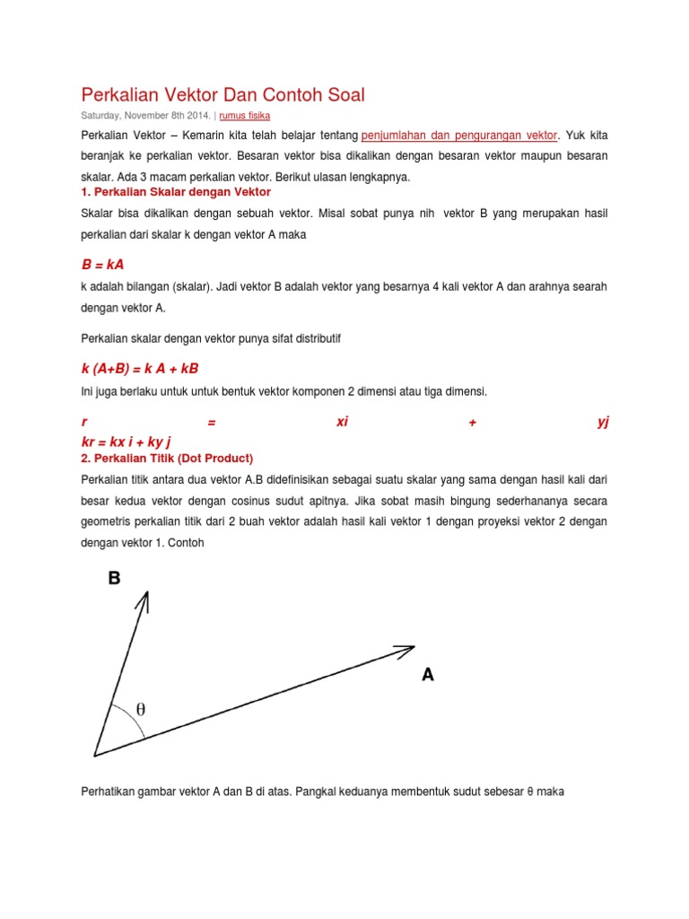 Detail Contoh Soal Perkalian Vektor Nomer 43