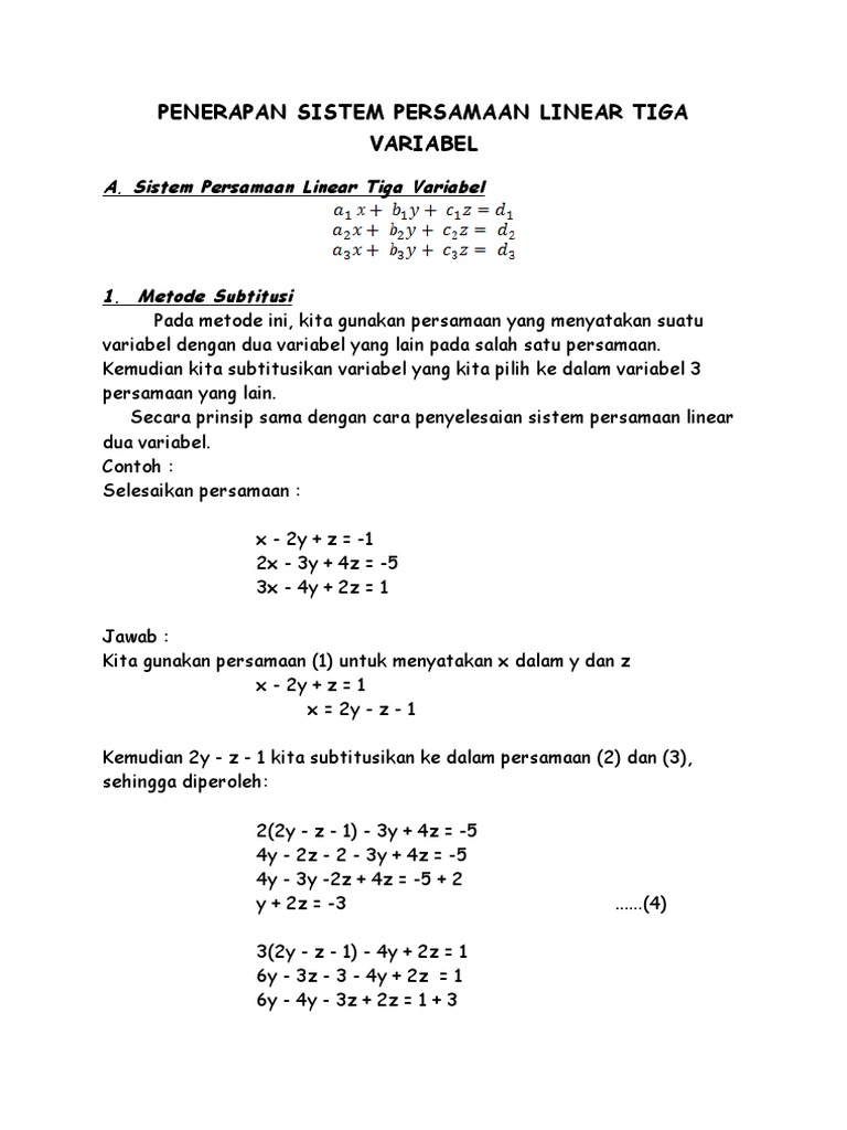 Detail Contoh Soal Persamaan Linear 3 Variabel Dan Pembahasannya Nomer 17