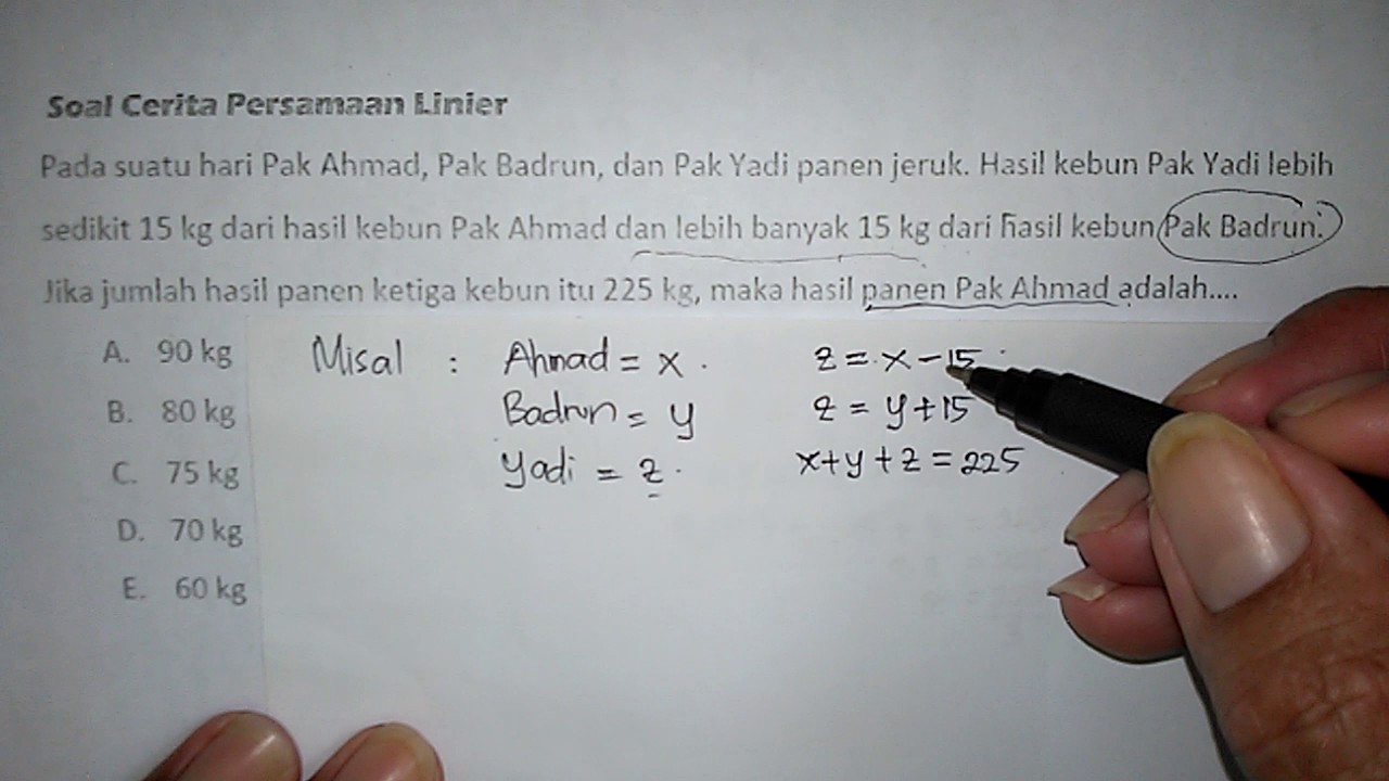 Detail Contoh Soal Persamaan Linear 3 Variabel Dan Pembahasannya Nomer 34