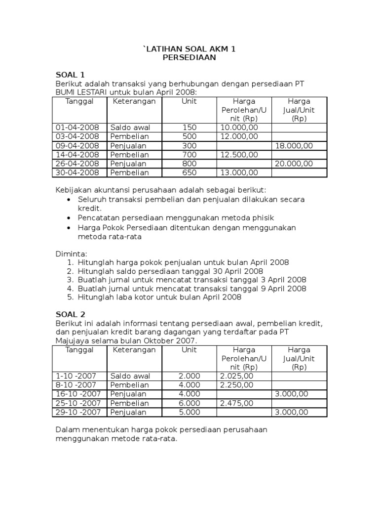 Detail Contoh Soal Persediaan Nomer 2