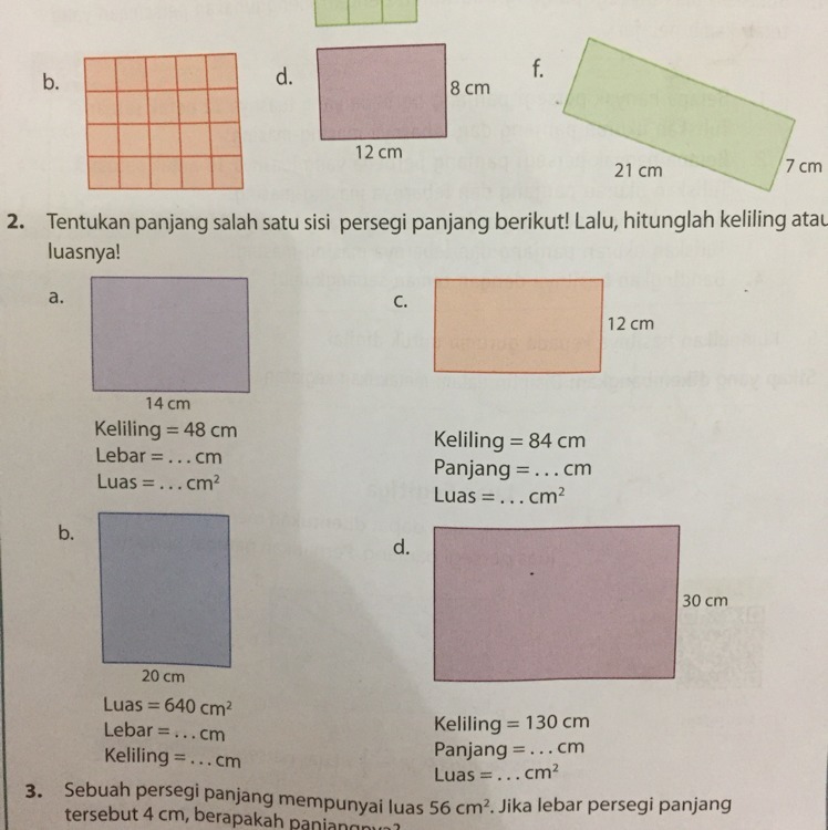 Detail Contoh Soal Persegi Panjang Kelas 4 Sd Nomer 13