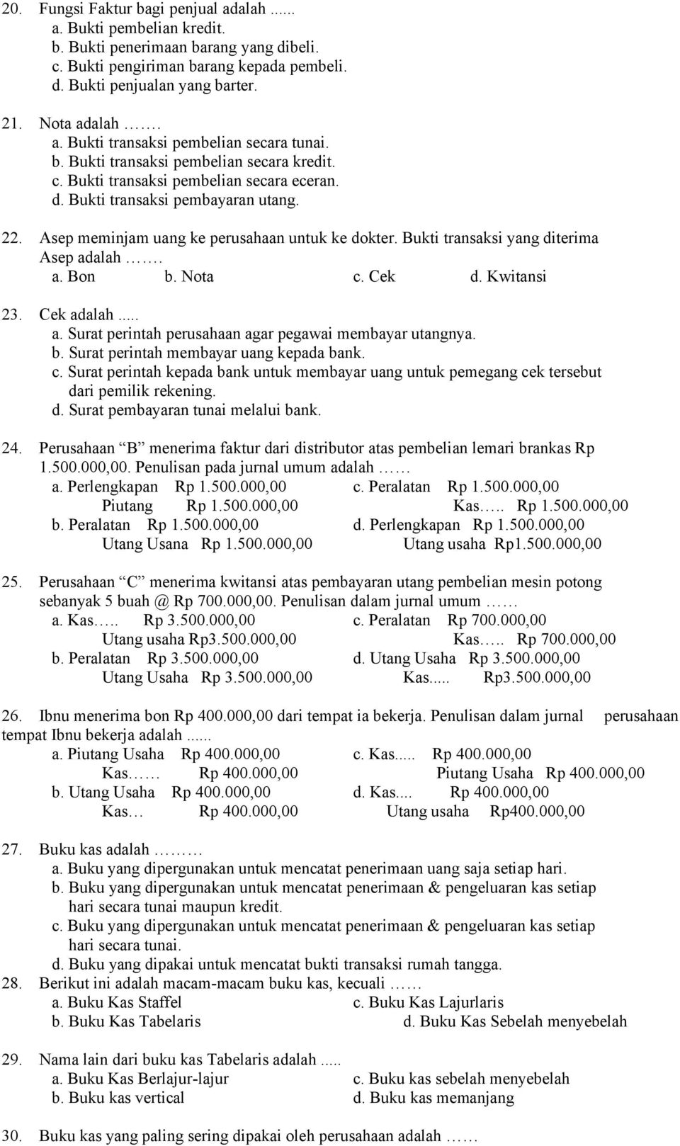 Detail Contoh Soal Pilihan Ganda Akuntansi Perusahaan Dagang Beserta Jawabannya Nomer 32