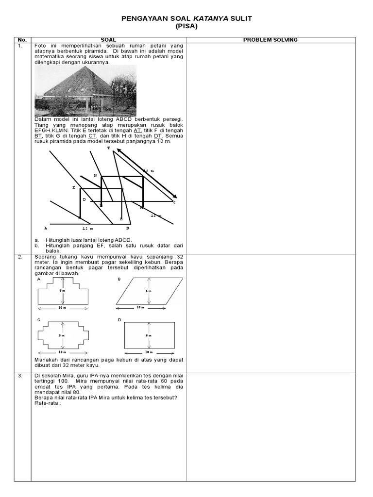 Download Contoh Soal Pisa Matematika Beserta Jawabannya Nomer 13