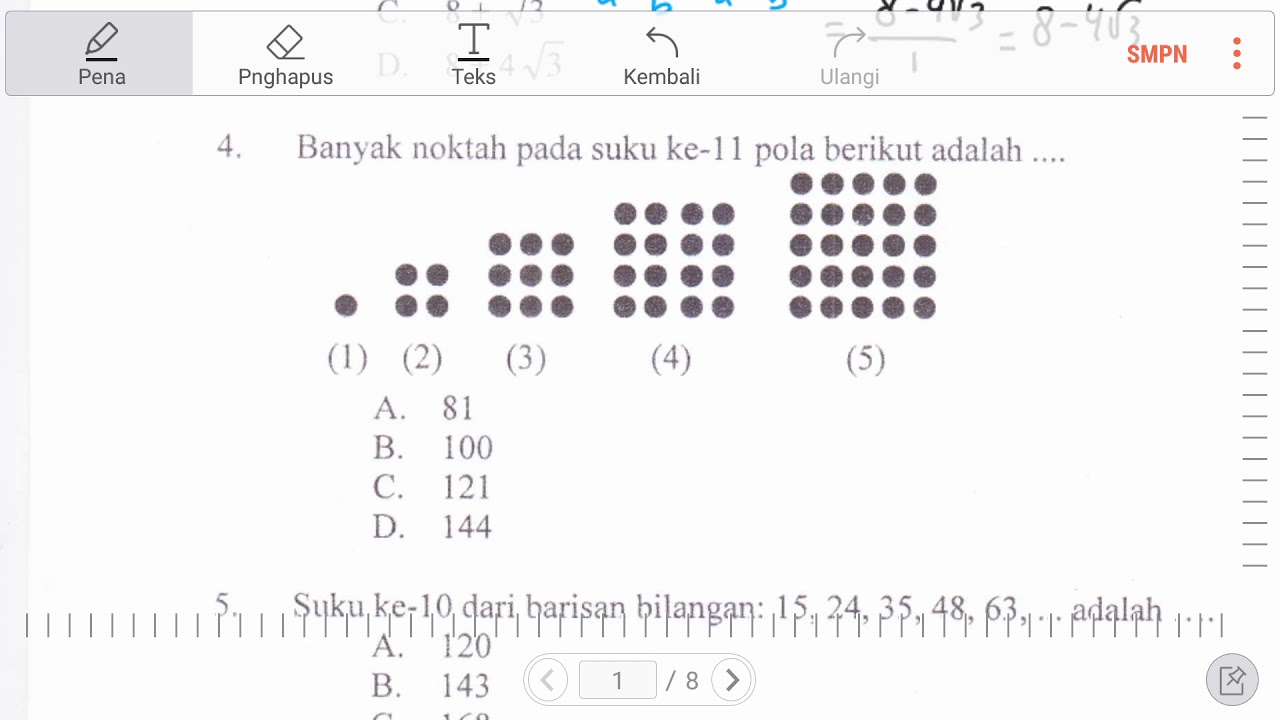 Contoh Soal Pola Bilangan Persegi - KibrisPDR