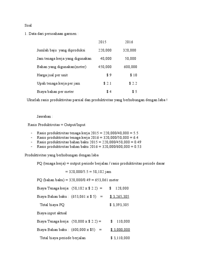 Detail Contoh Soal Produktivitas Dan Jawabannya Nomer 11