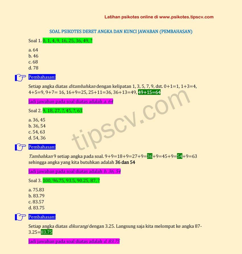 Detail Contoh Soal Psikotes Dan Jawabannya Nomer 52